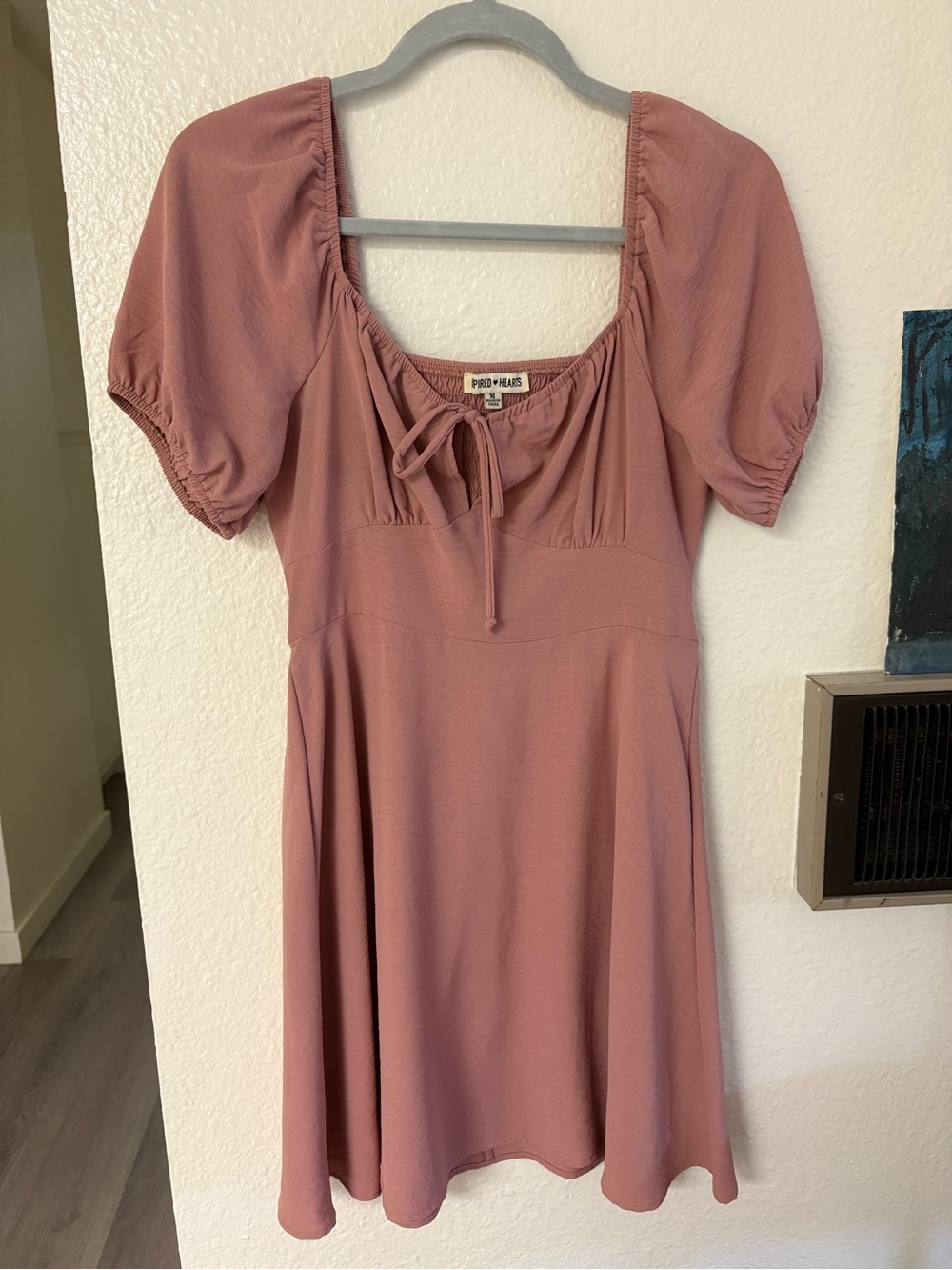 Square-Neck Puff Sleeve Mini Dress